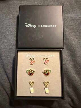 BaubleBar Disney Holiday Teacup and Mickey Stud Earring Set - Red, Green, Gold